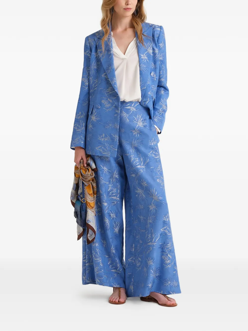 MALIPARMI Palazzo broek met print Blauw