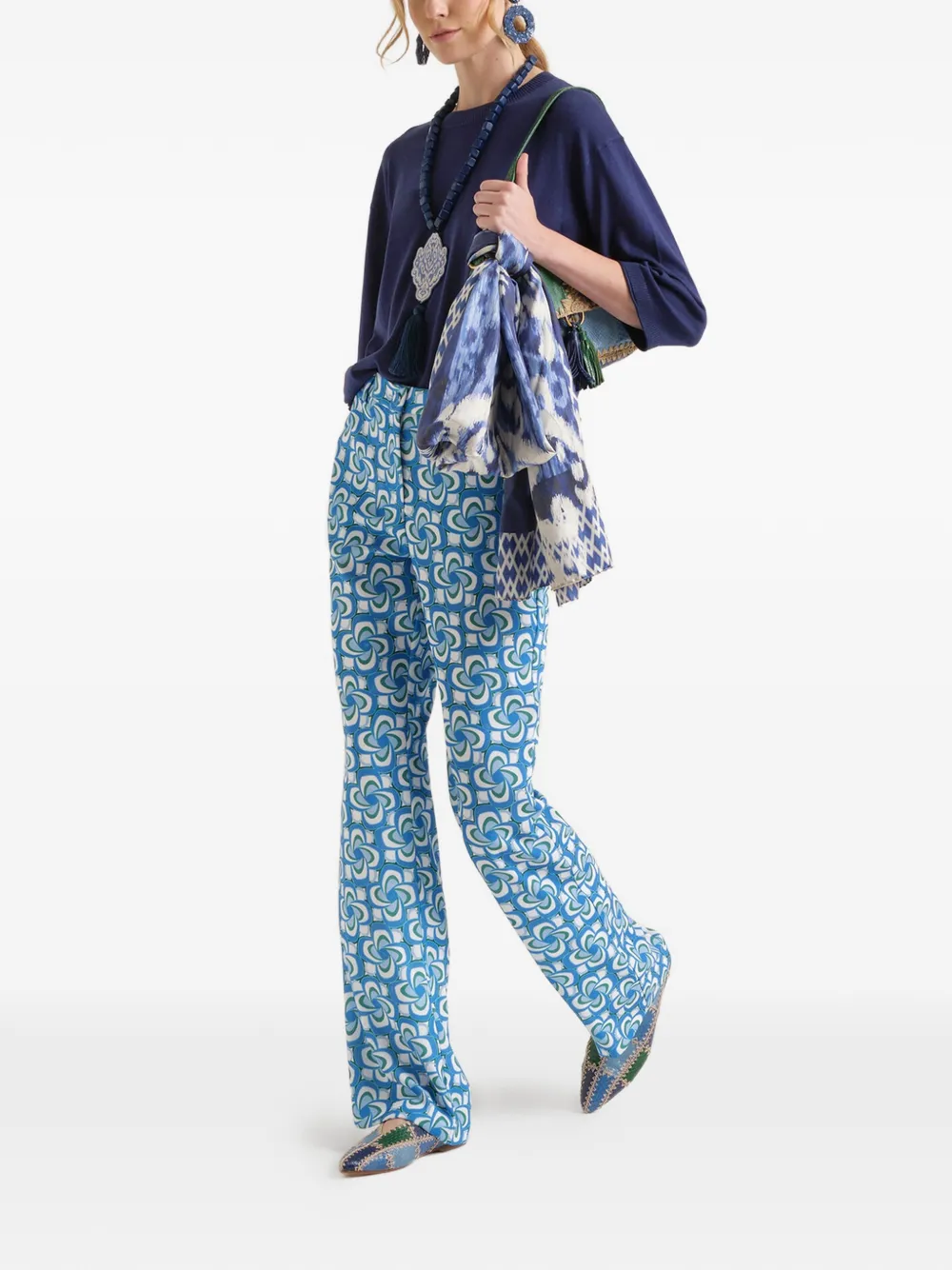 MALIPARMI Broek met print Blauw
