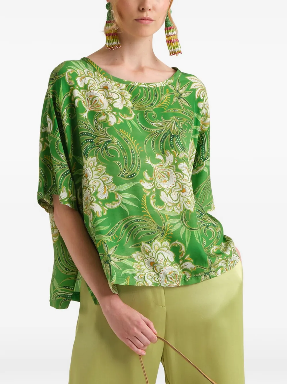  Maliparmi Camisa Oversize Estampada - Verde 