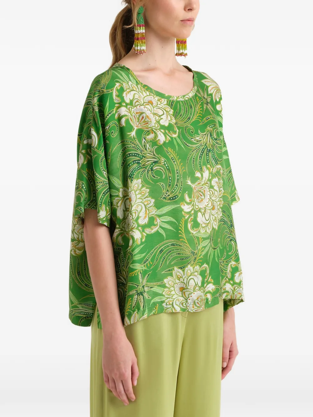  Maliparmi Camisa Oversize Estampada - Verde 