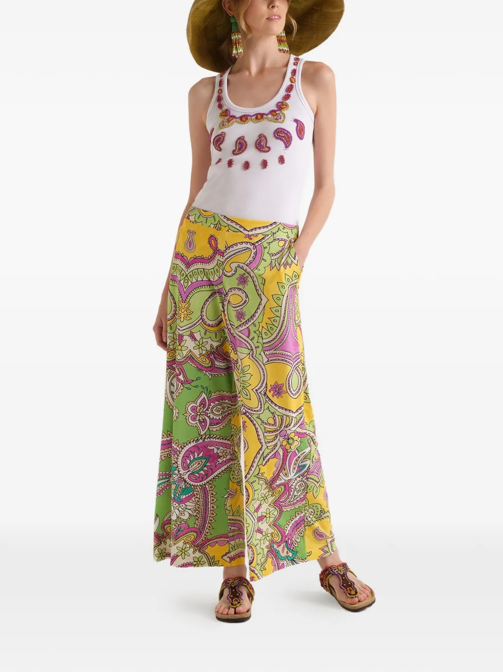  Maliparmi Paisley-print Cropped Trousers - Green 