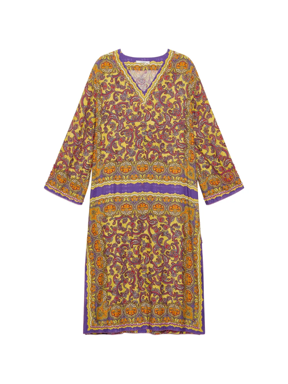 MALIPARMI Abito con stampa paisley e scollo a V - Giallo