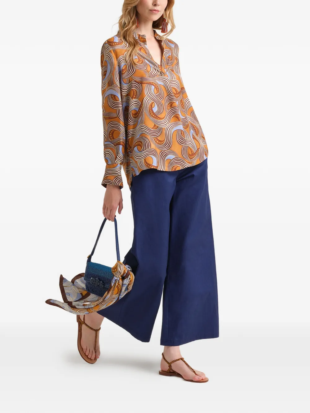 MALIPARMI Blouse met V-hals Oranje