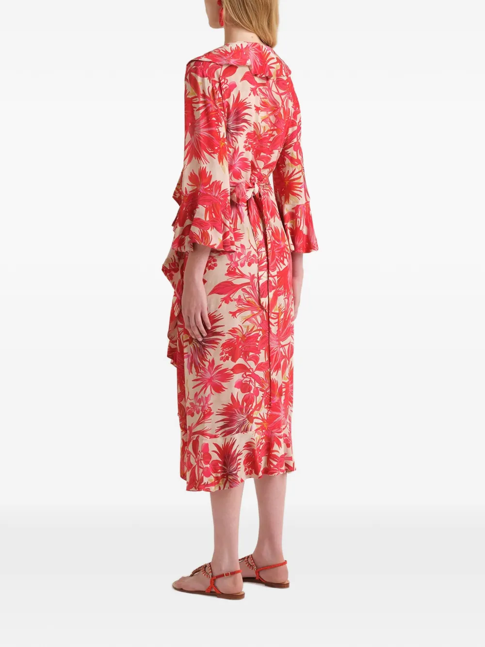 MALIPARMI Midi-jurk met bloemenprint Rood