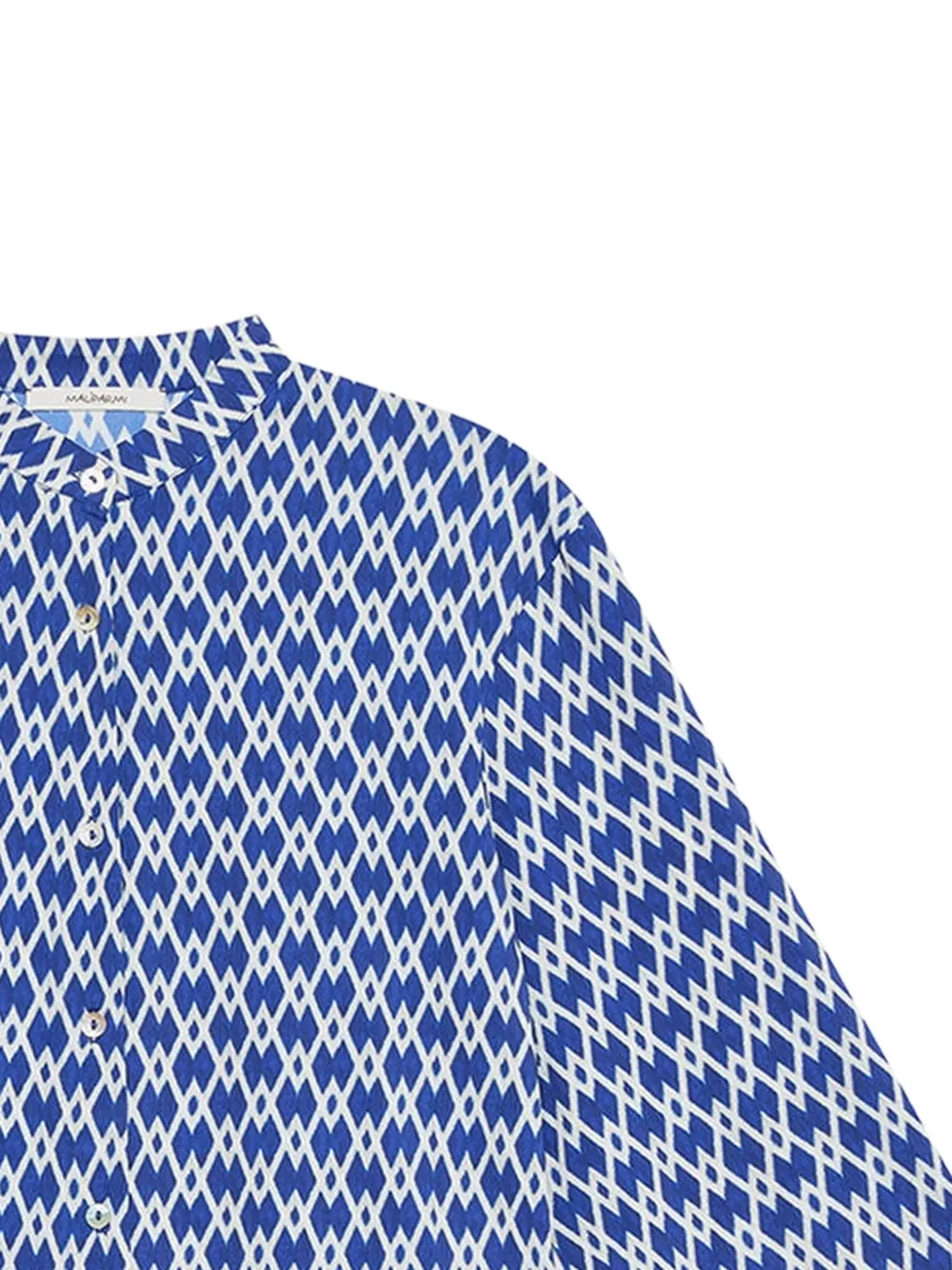 MALIPARMI Blouse met geometrisch patroon en cropped mouwen Blauw