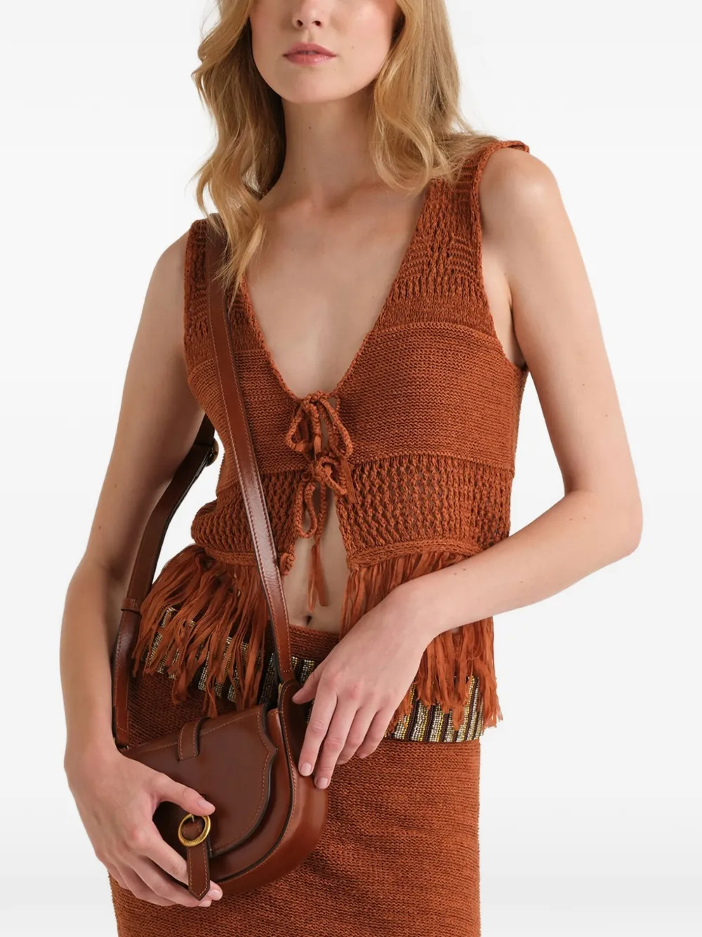  Maliparmi Fringed Top - Brown 