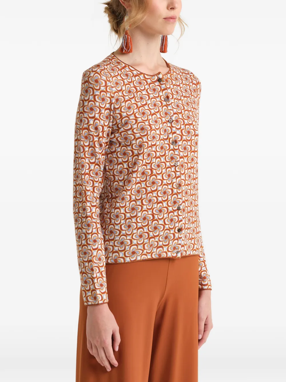  Maliparmi Printed Crew-neck Cardigan - Orange 