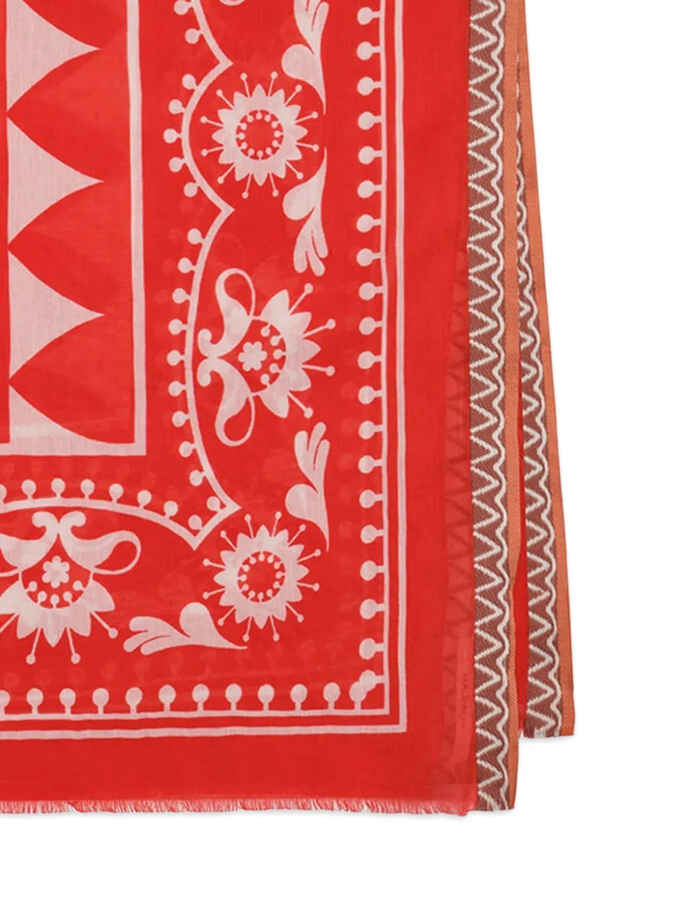  Maliparmi Fringed Printed Scarf - Red 