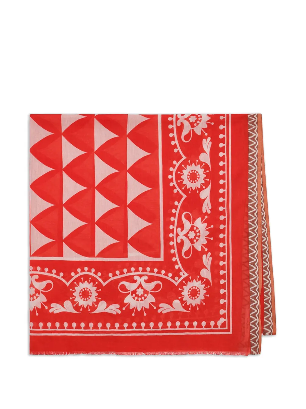 MALIPARMI fringed printed scarf - Rosso