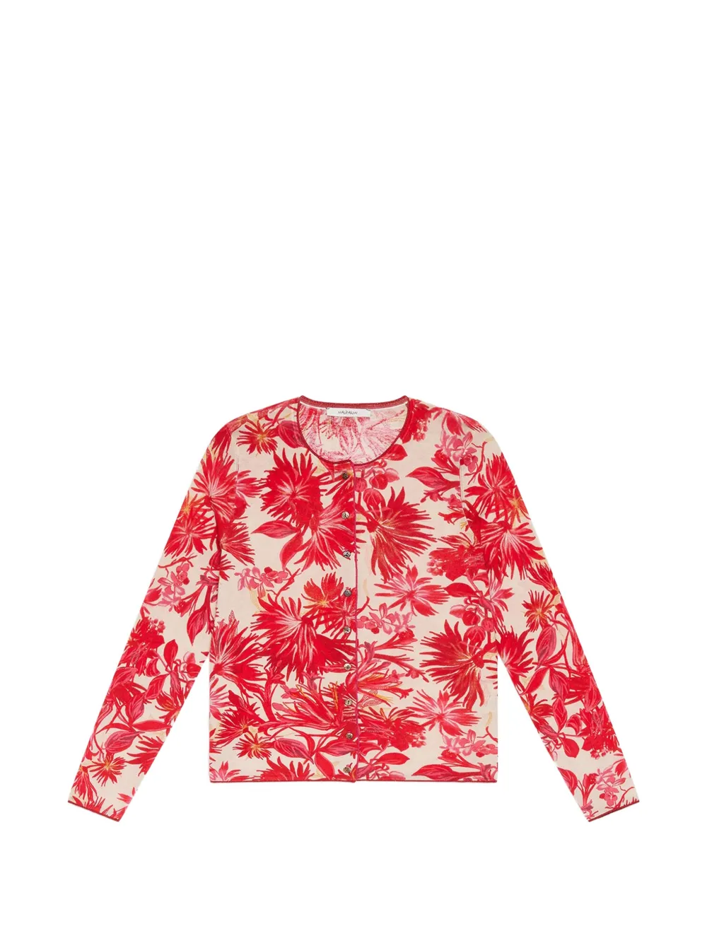 MALIPARMI printed crew-neck cardigan - Red