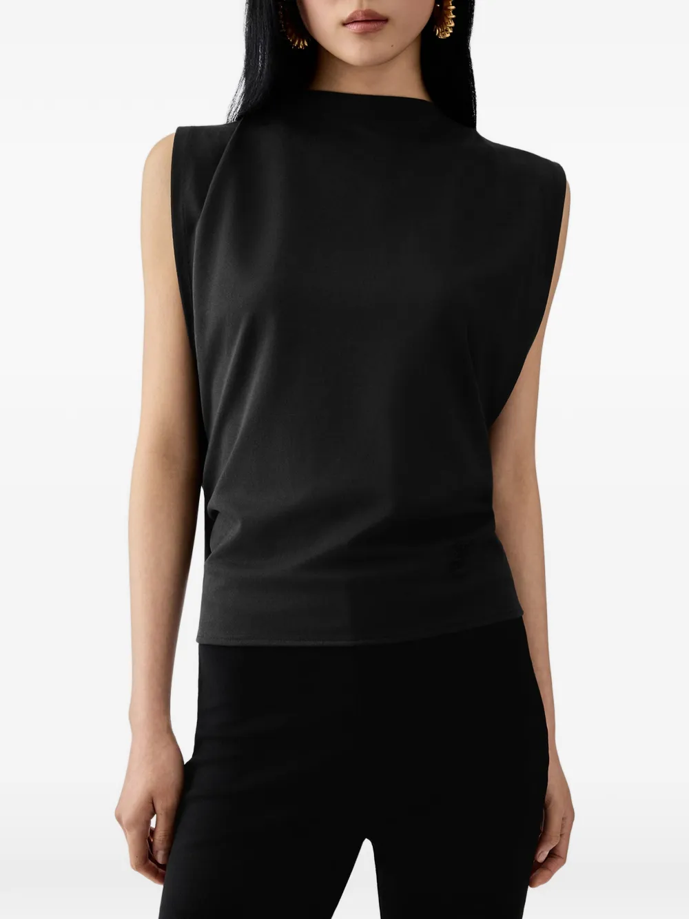 Jacquemus The Moisson blouse met open rug Zwart