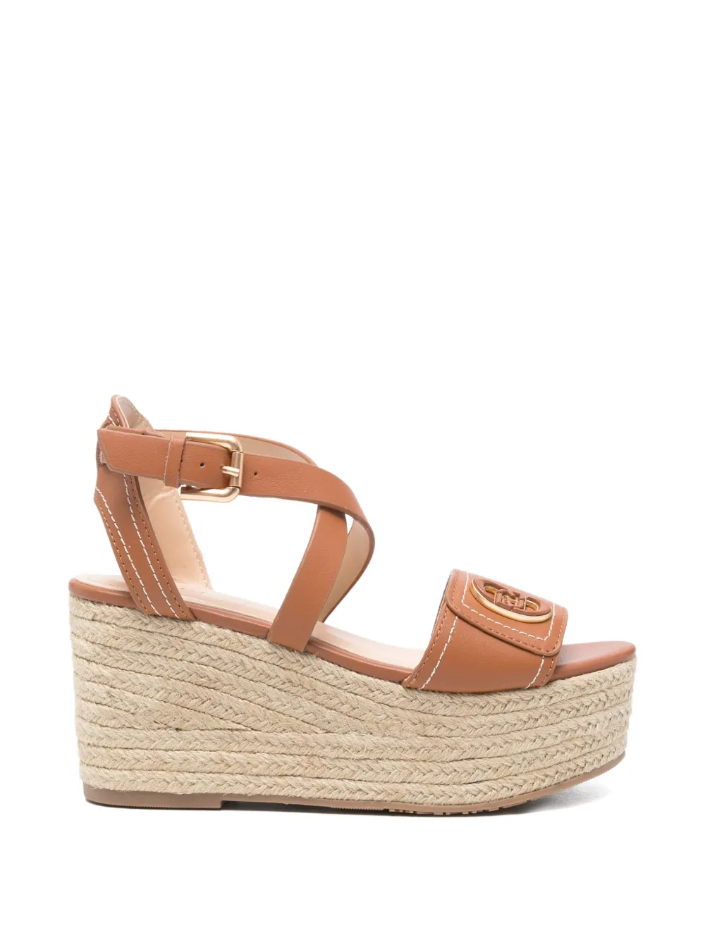 LIU JO logo-plaque wedge sandals - Marrone