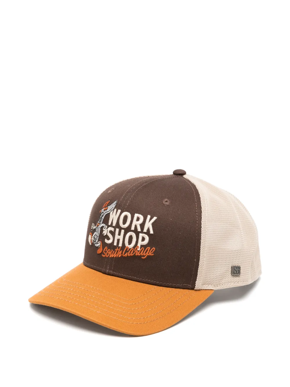 South garage embroidered mesh-panel cap - Marrone
