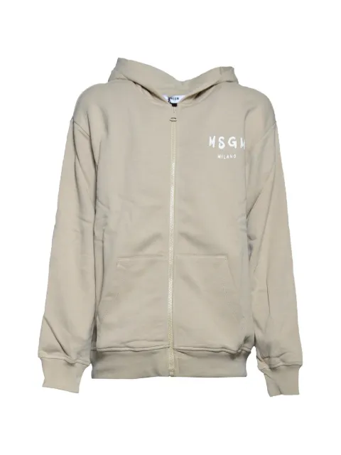 MSGM Kids logo-print zip-up hoodie