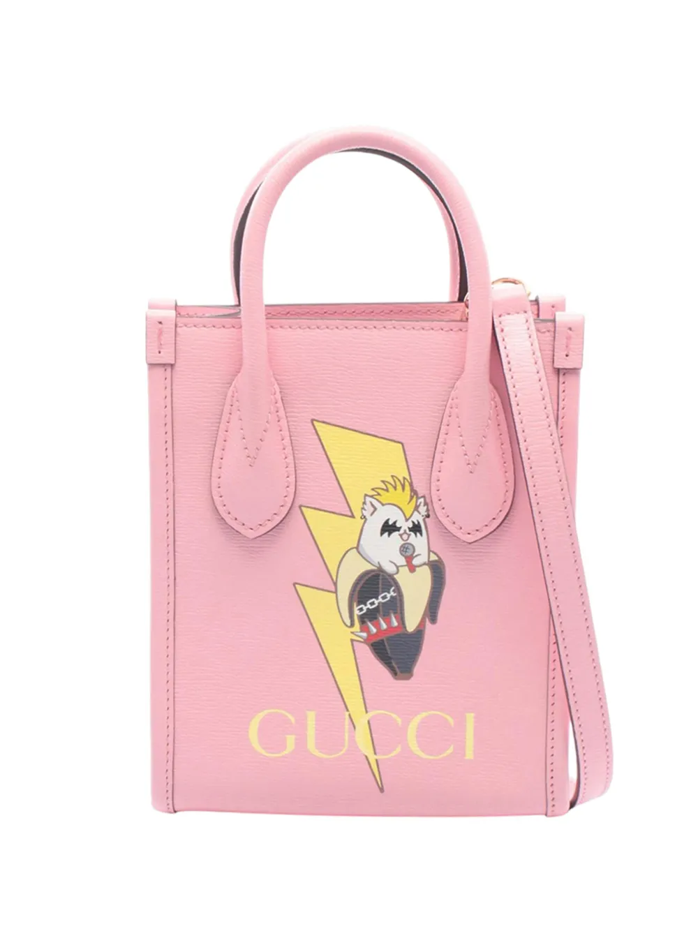 Gucci Pre-Owned 2016-2026 X BNF Textured Dollar Mini Calfskin Bananya Print Vertical Tote satchel - Rosa