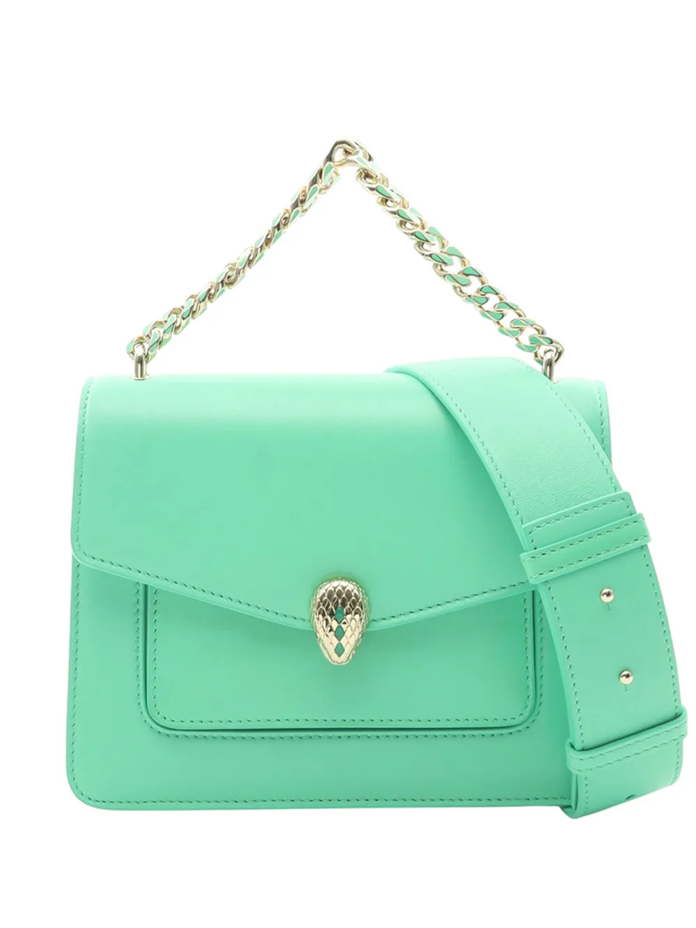 Bvlgari Pre-Owned 2010-2026 Leather Serpenti Forever Maxi Chain Top Handle Bag satchel - Verde
