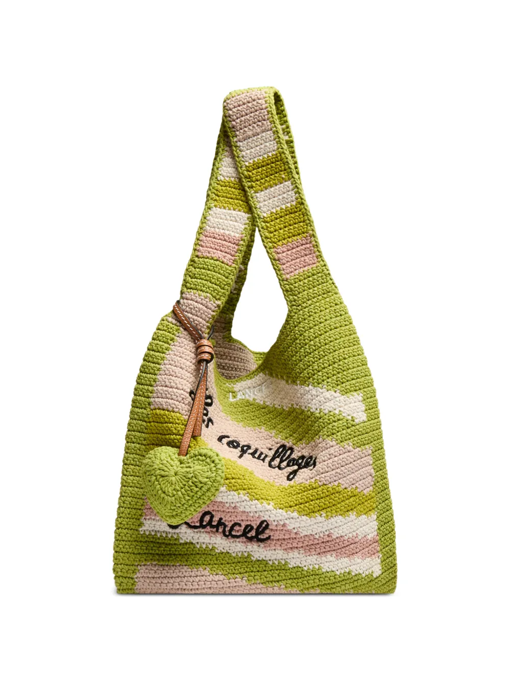 Lancel medium Summer Mania striped heart-charm tote bag - Verde