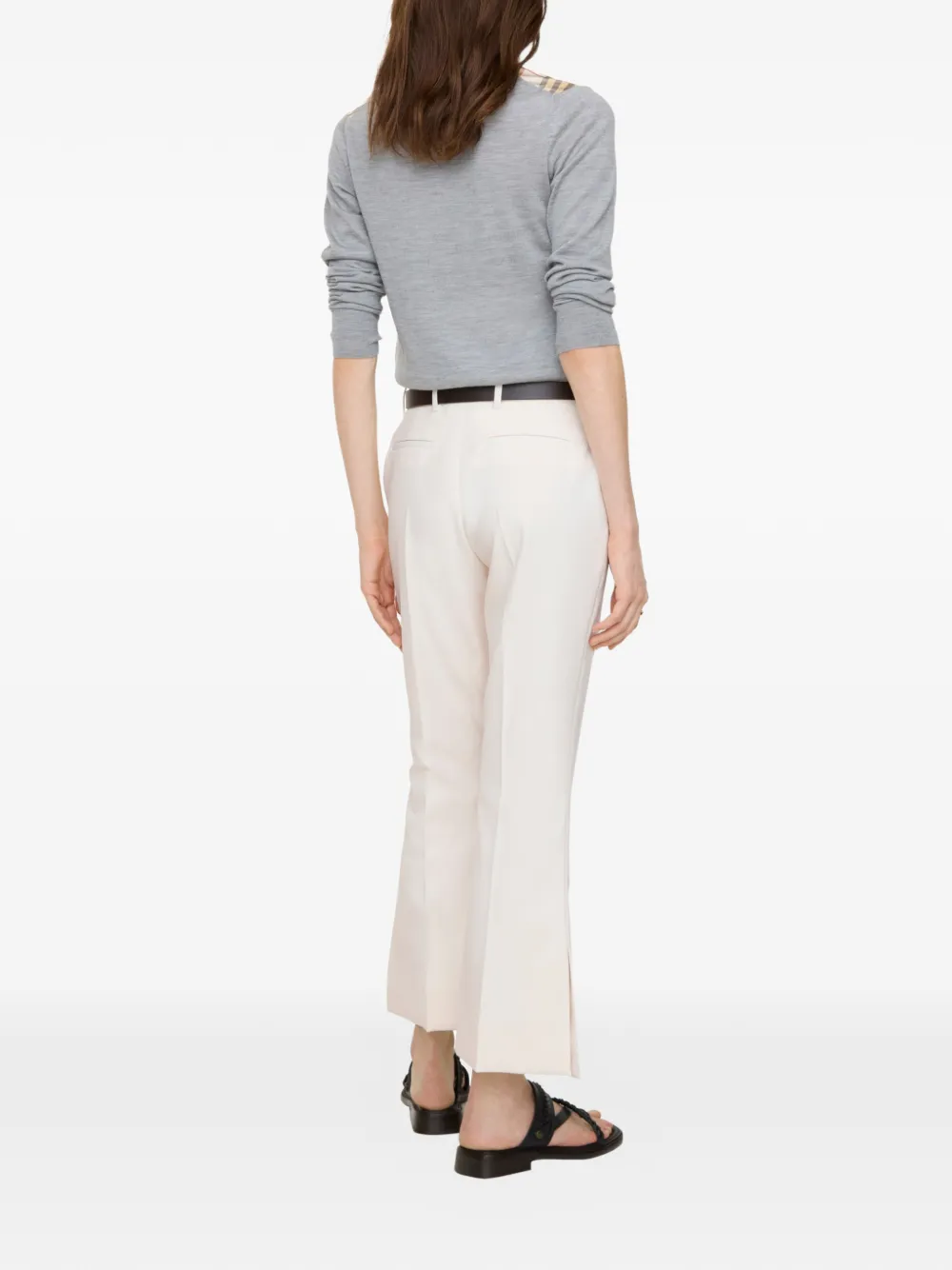 Burberry Cropped wollen flared broek Beige