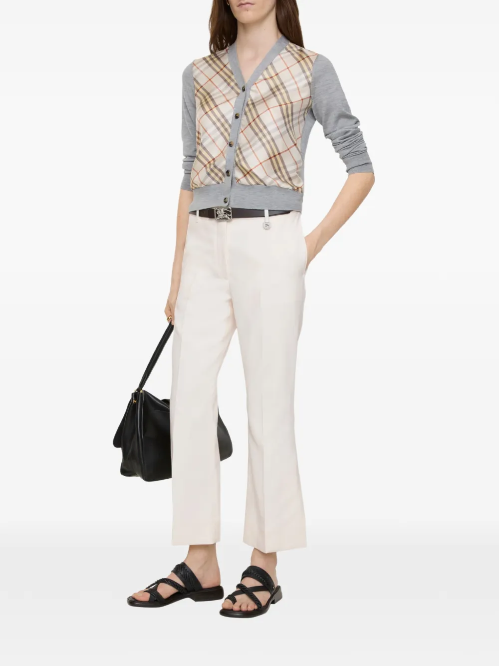 Burberry Cropped wollen flared broek Beige