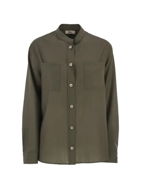 Herno chest-pocket mandarin-collar shirt