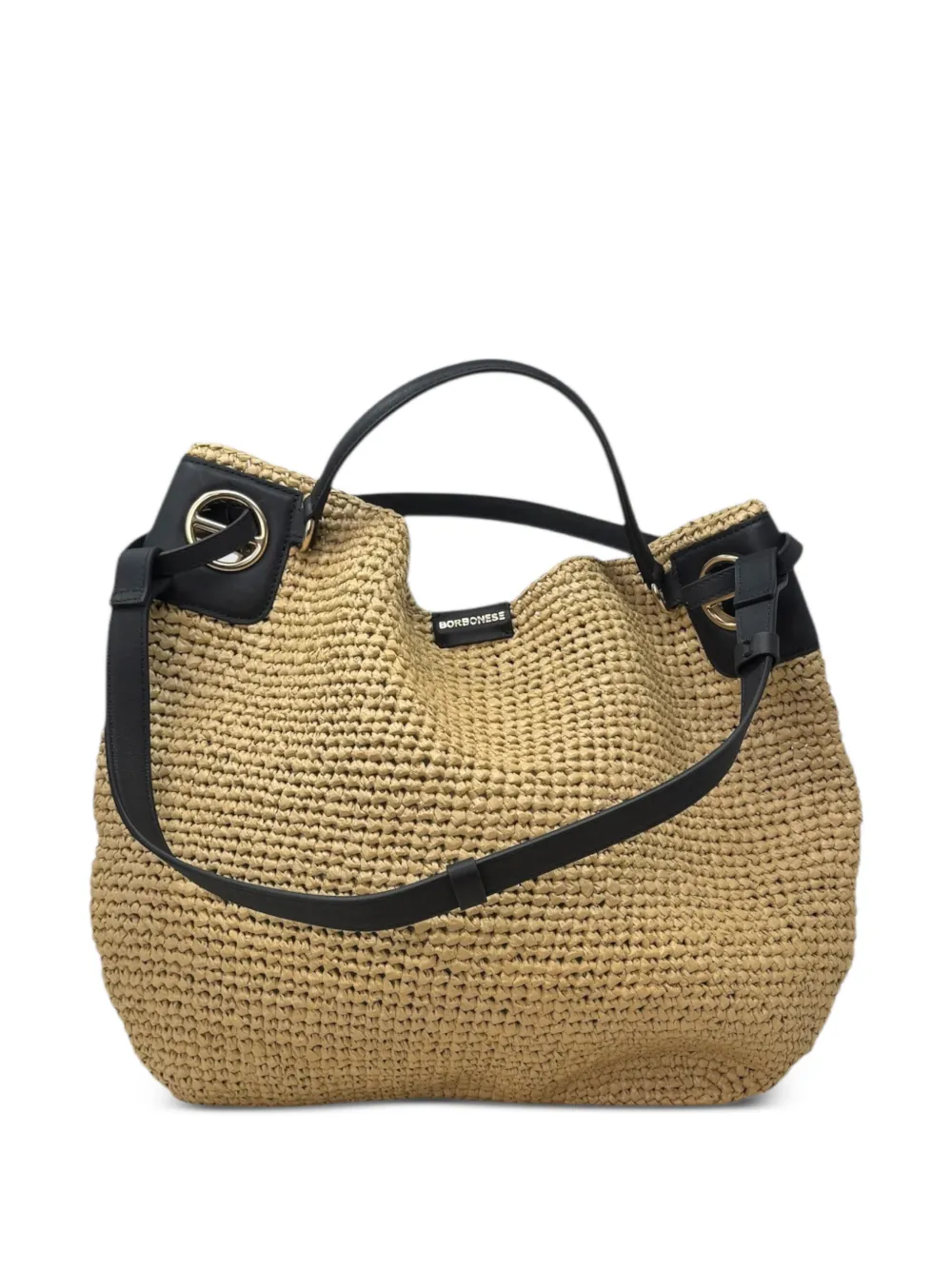 Borbonese Large London woven shoulder bag - Neutrals