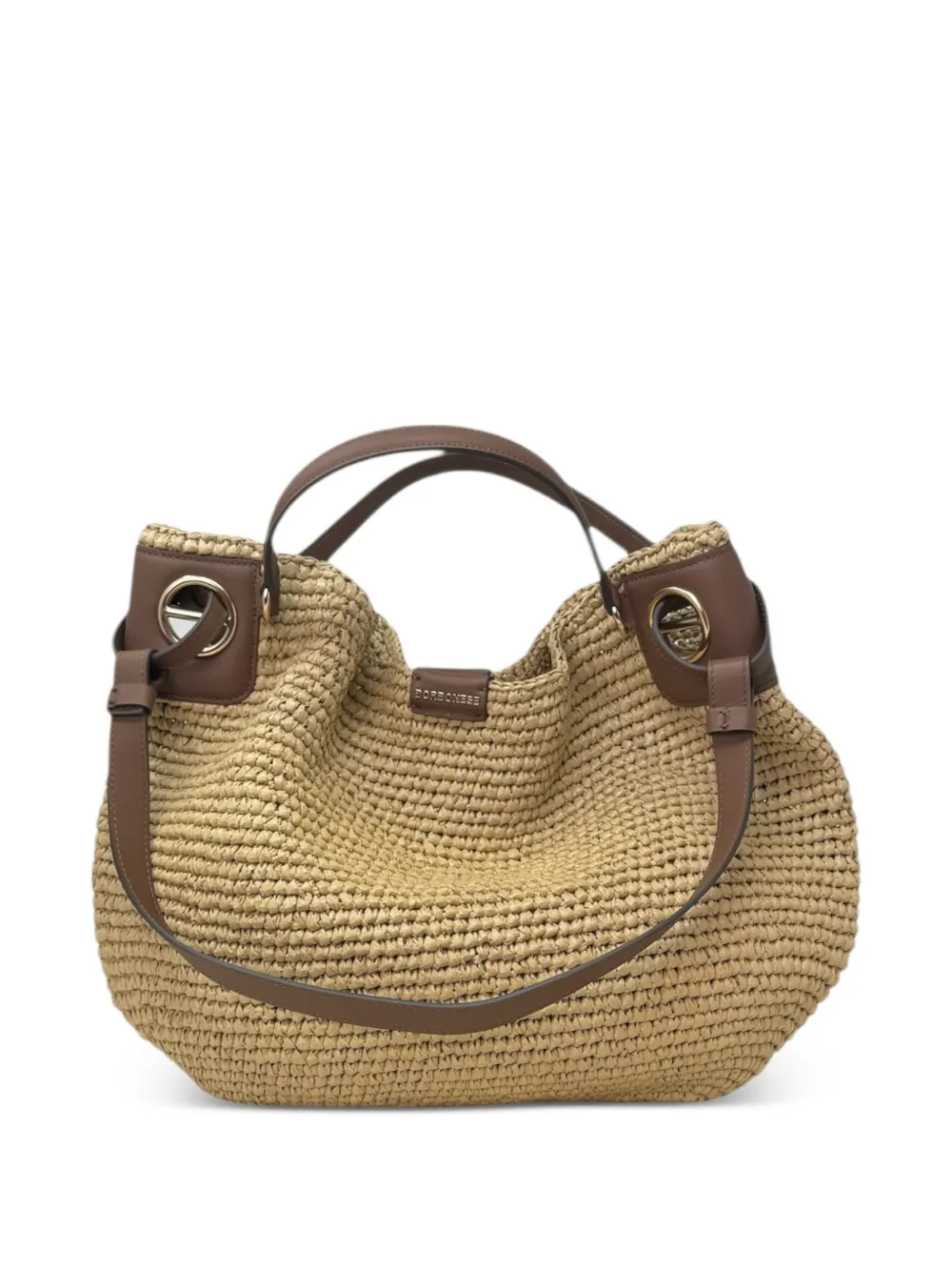 Borbonese Large London Woven Shoulder Bag In Neutral