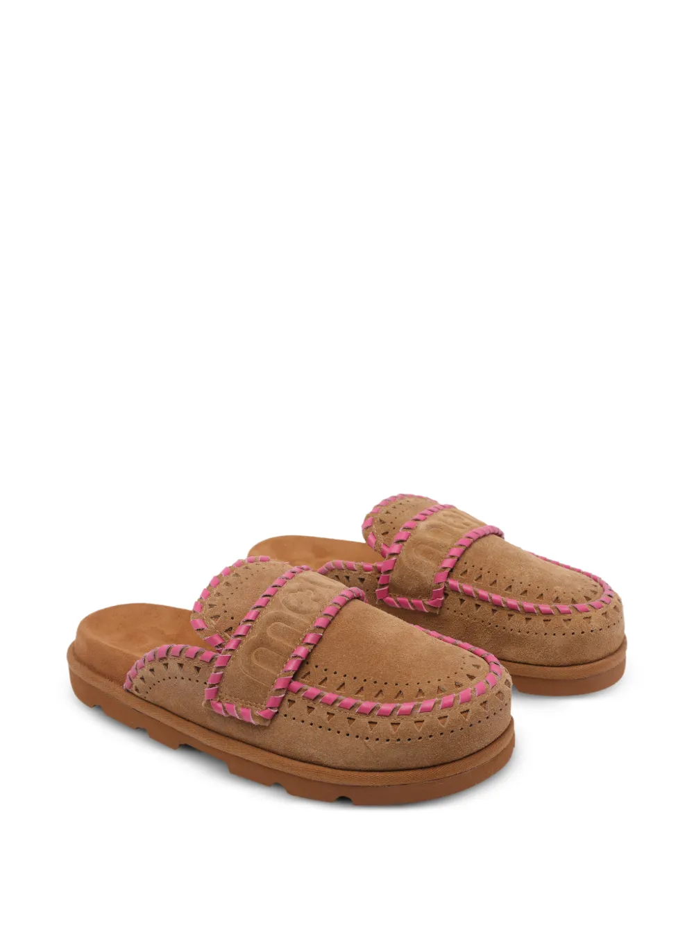  Mou Logo-embossed Perforated Mules - Neutrals 