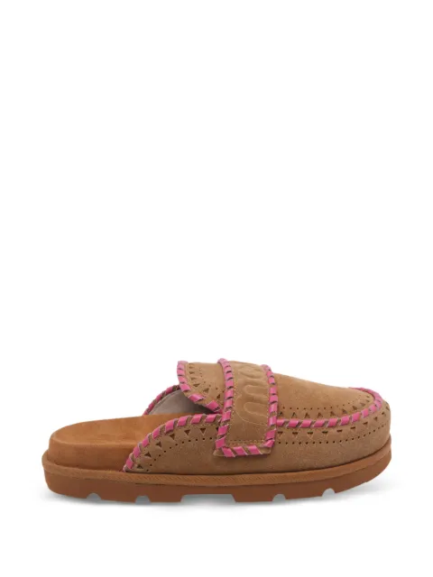 Mou logo-embossed perforated mules