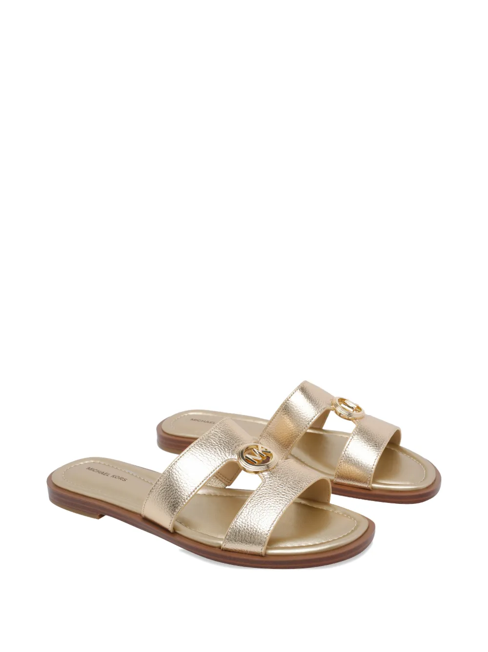 Michael Kors Erin logo-plaque leather sandals Goud
