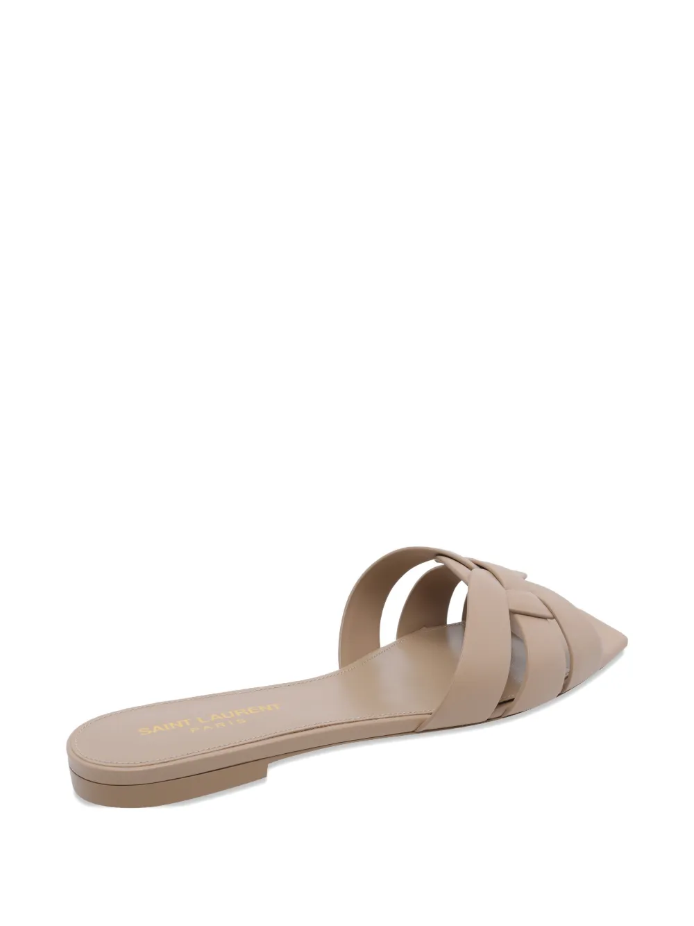 Saint Laurent Tribute geweven leren sandalen Beige