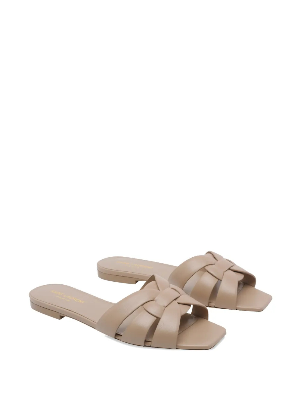 Saint Laurent Tribute geweven leren sandalen Beige