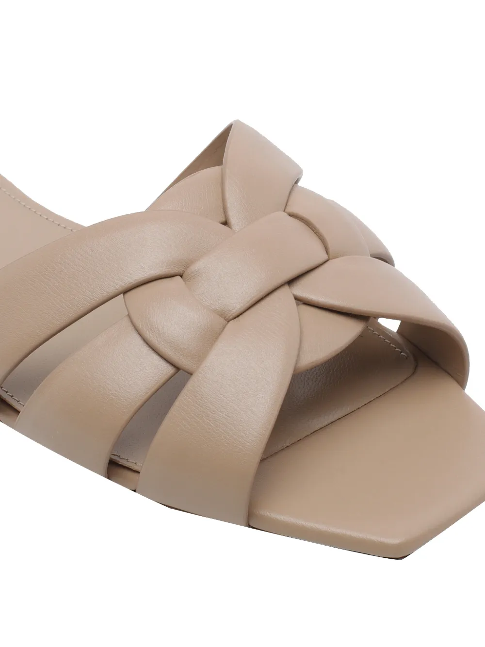 Saint Laurent Tribute geweven leren sandalen Beige