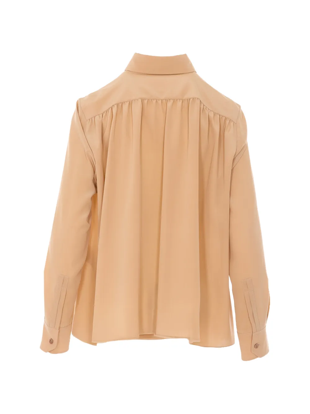 Saint Laurent Blouse met knoop en lange mouwen Beige