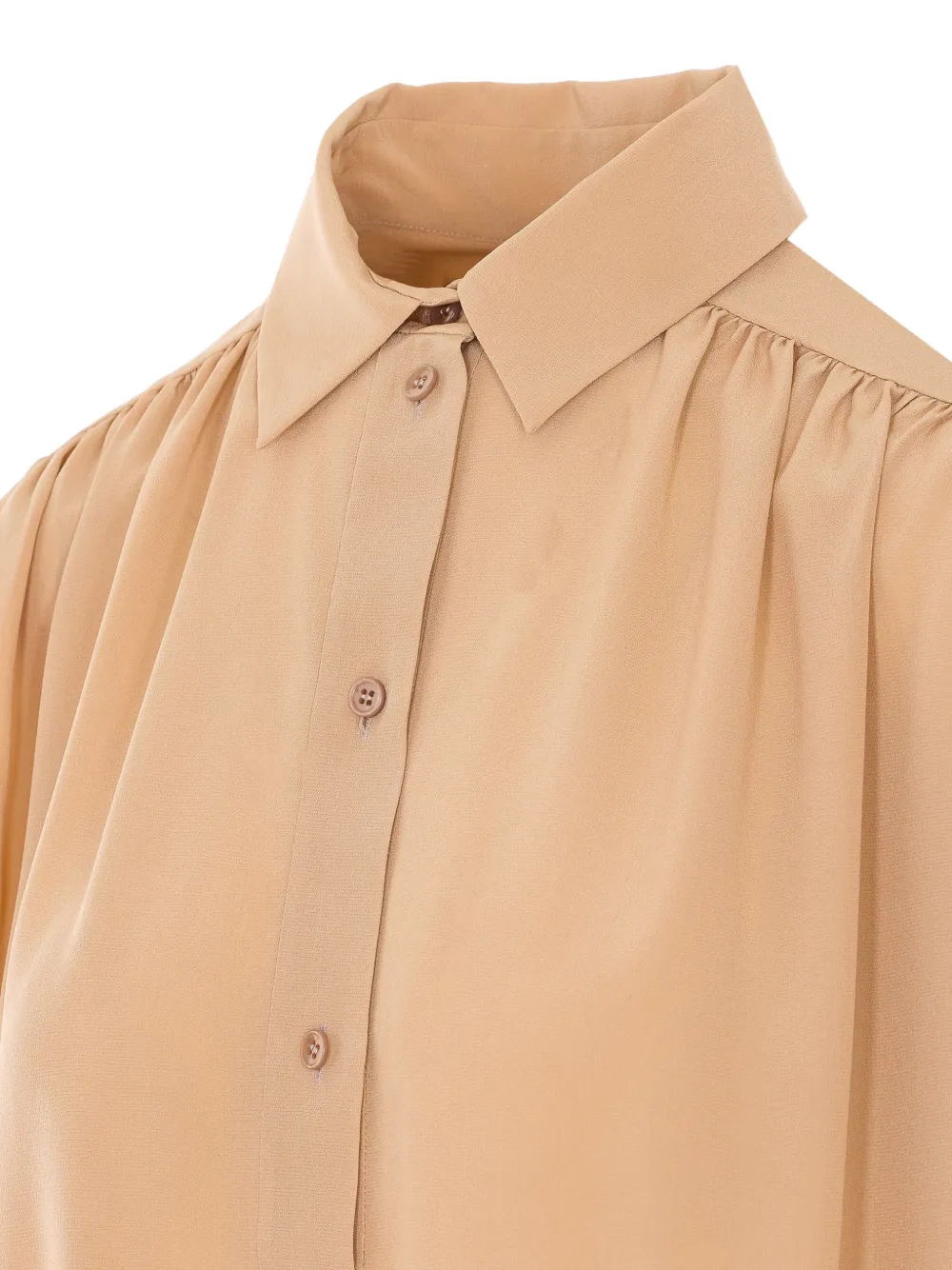 Saint Laurent Blouse met knoop en lange mouwen Beige