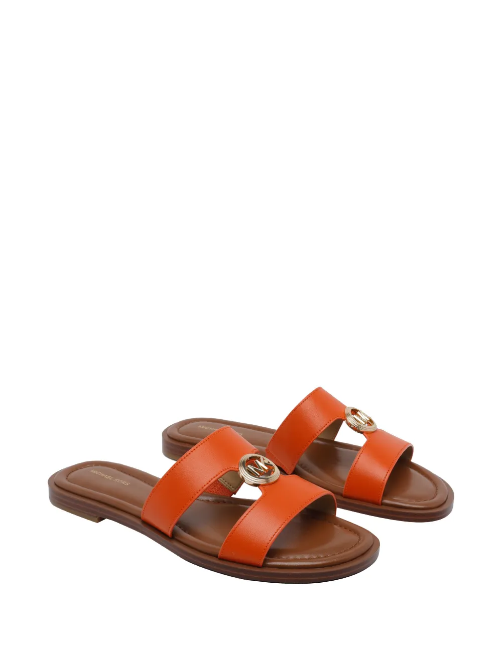 Michael Kors logo-medallion leather sandals Oranje
