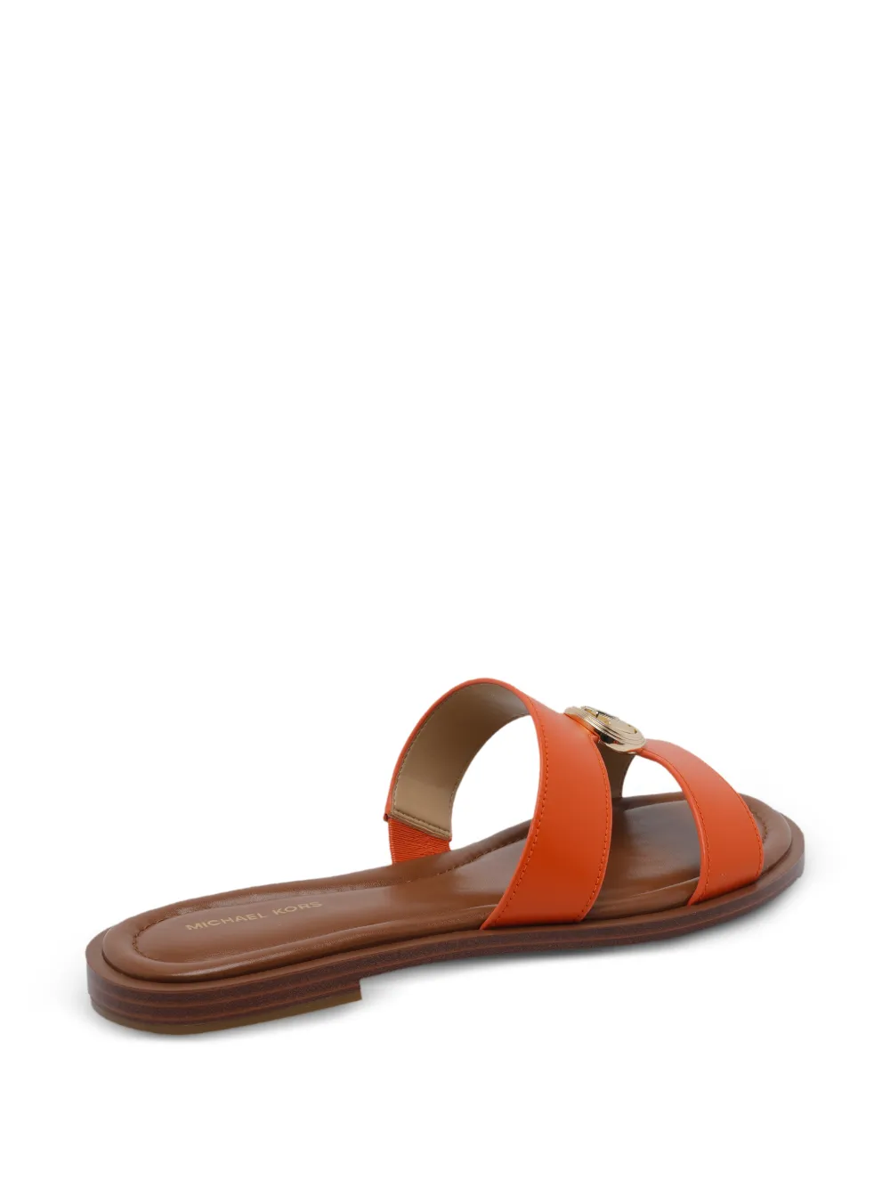  Michael Michael Kors Logo-medallion Leather Sandals - Orange 