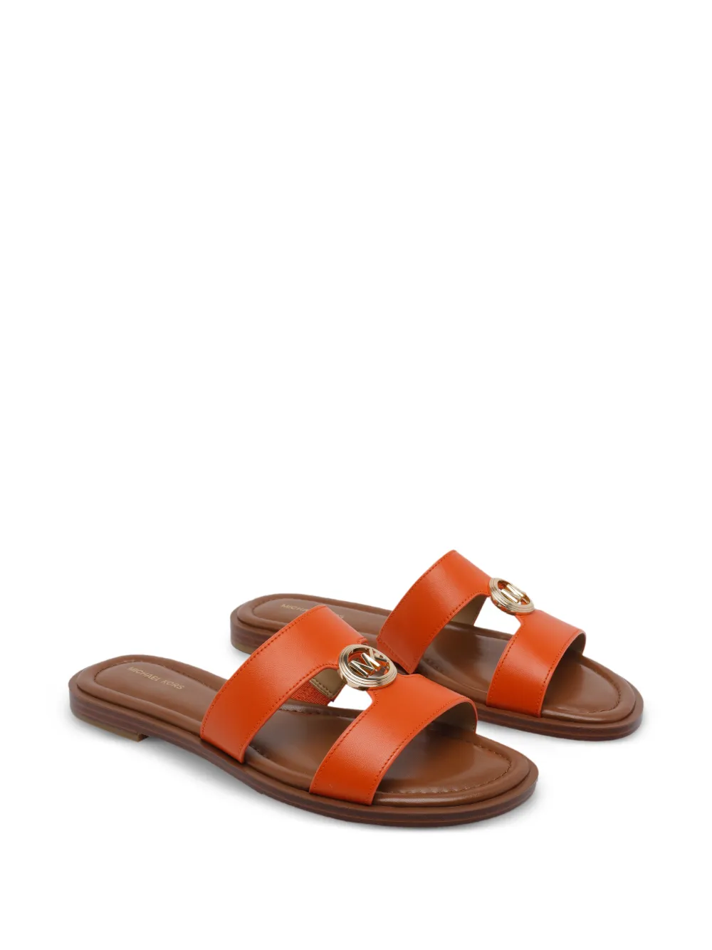  Michael Michael Kors Logo-medallion Leather Sandals - Orange 
