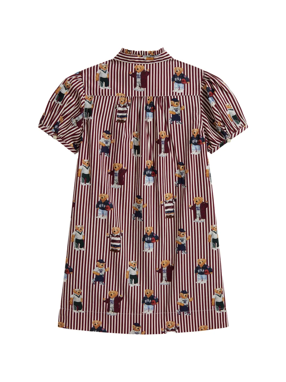 POLO RALPH LAUREN KIDS Polo Bear gestreepte A-lijn jurk Rood