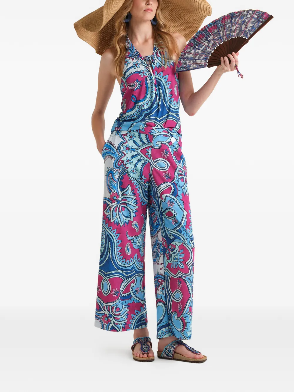  Maliparmi Paisley Straight Trousers - Pink 