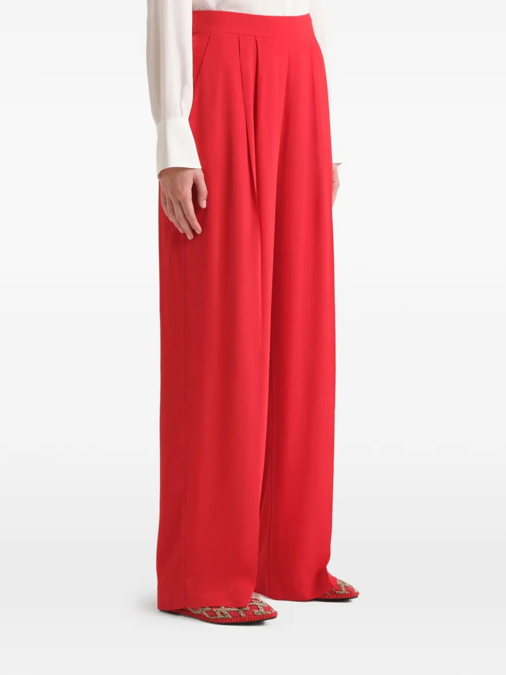 MALIPARMI Fluid geplooide crêpe broek Rood