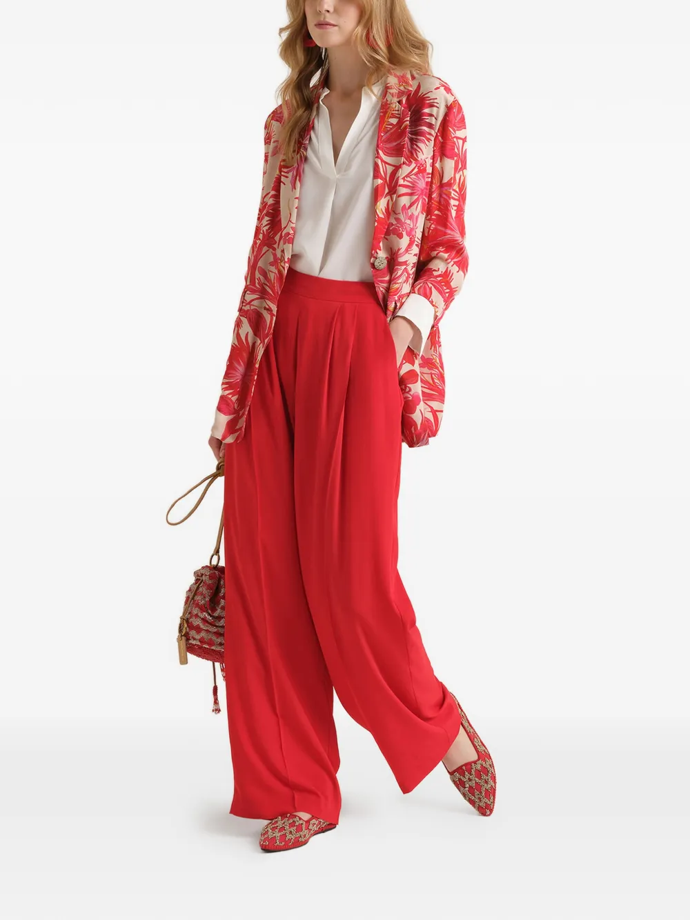 MALIPARMI Fluid geplooide crêpe broek Rood