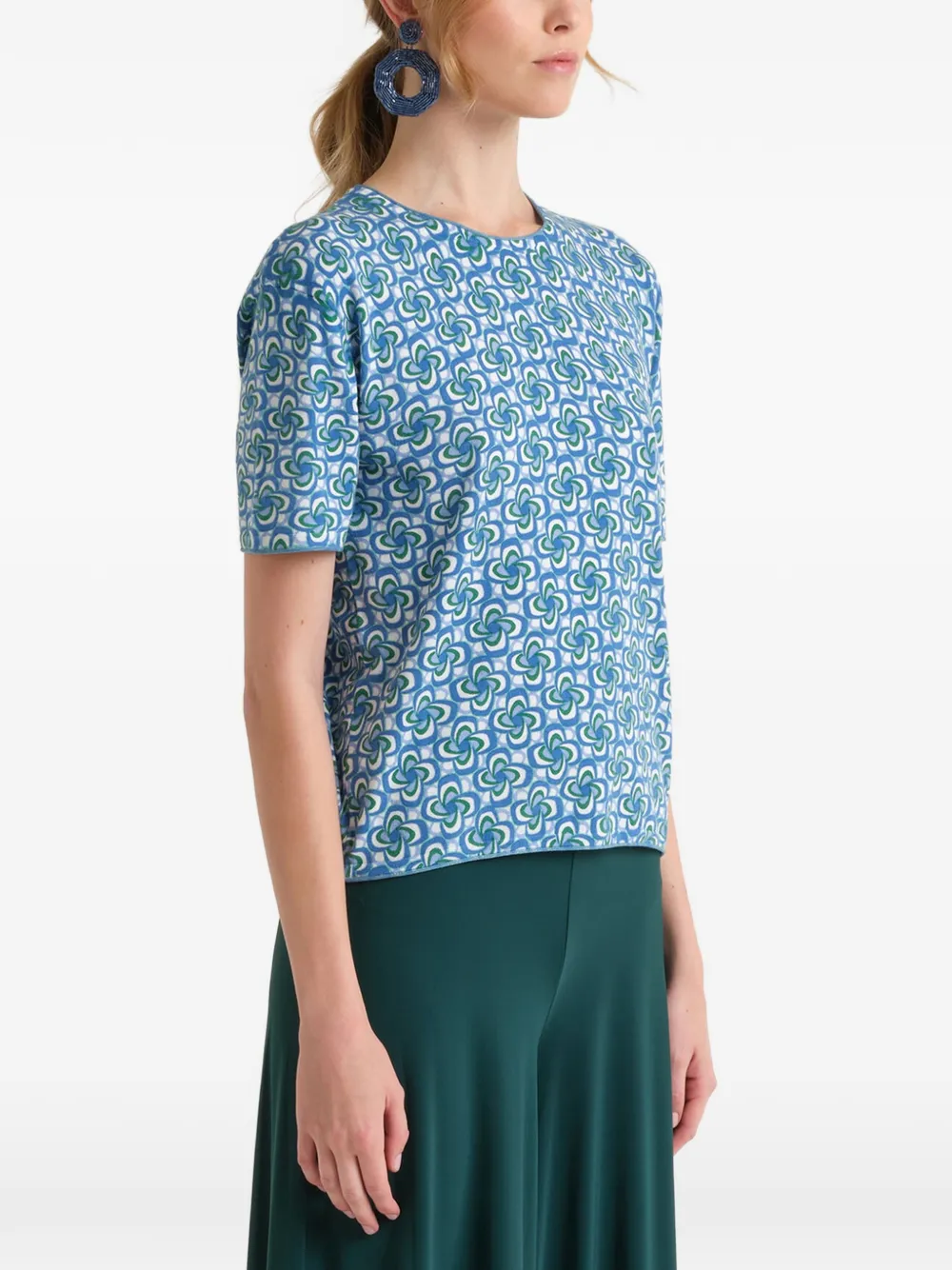  Maliparmi Printed Round-neck T-shirt - Blue 