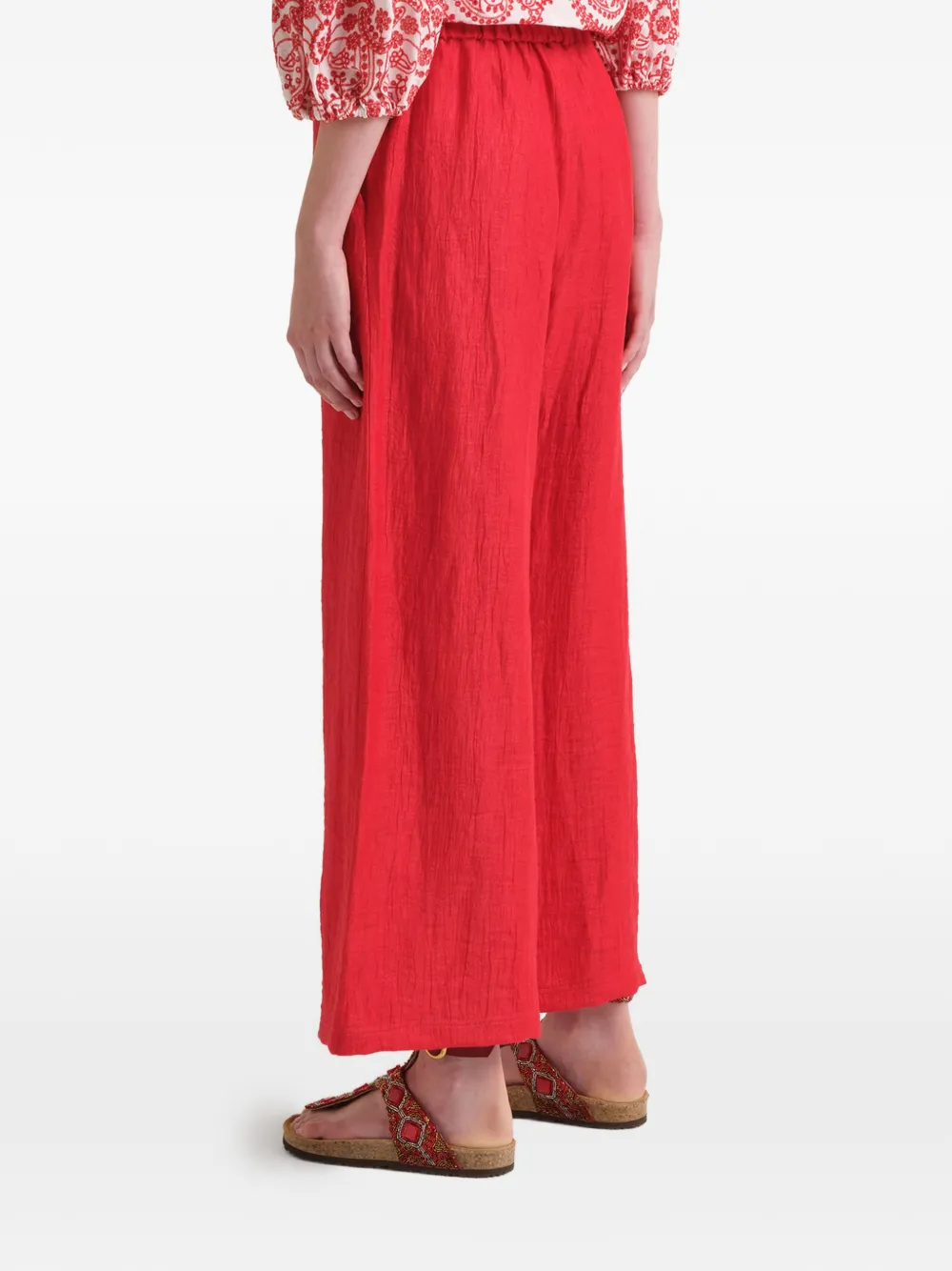 MALIPARMI Linnen broek met jacquard Rood