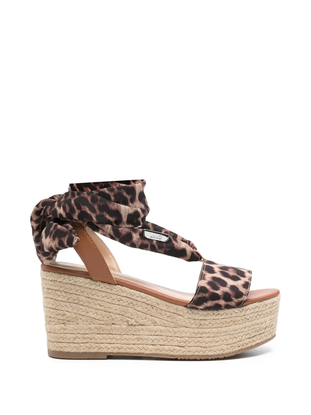 LIU JO leopard-print wedge sandals - Marrone