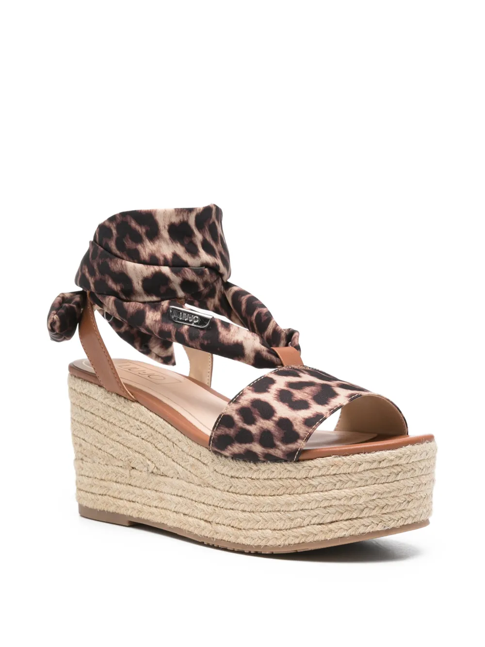 LIU JO Sandalen met sleehak en luipaardprint Bruin