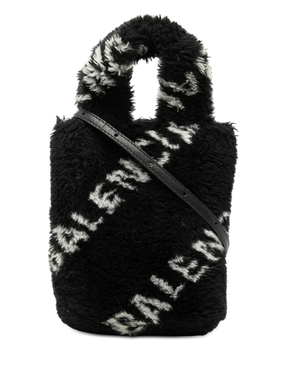 Balenciaga Pre-Owned 2018-2025 Faux Fur Logo Everyday Phone Holder satchel - Nero