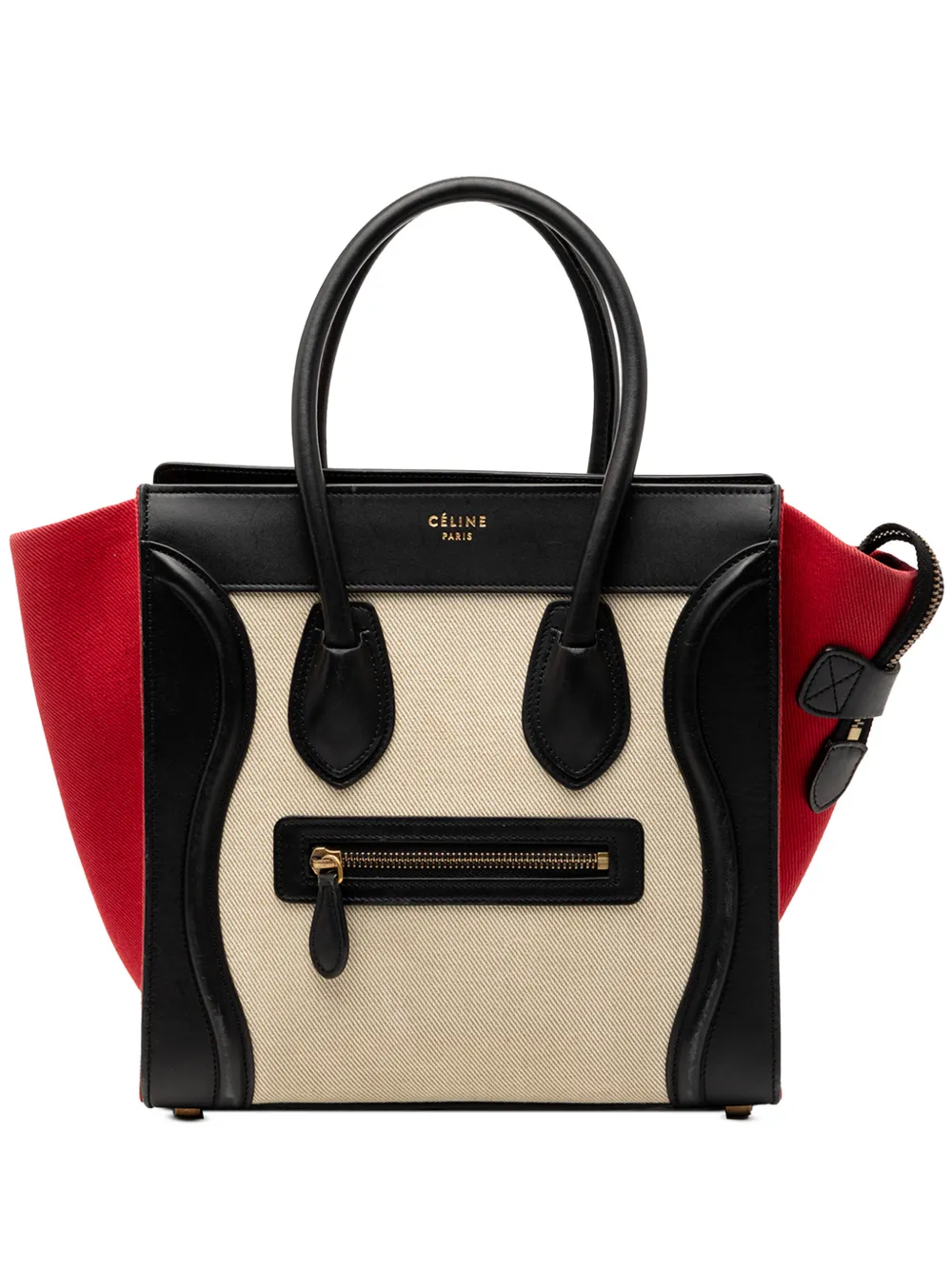 Celine Pre-Owned 2015 Micro Tricolor Canvas and Leather Luggage Tote handbag - Multicolore