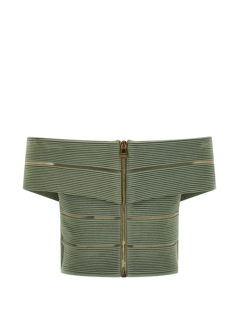  Balmain Off-the-shoulder Zip-fastening Top - Green 