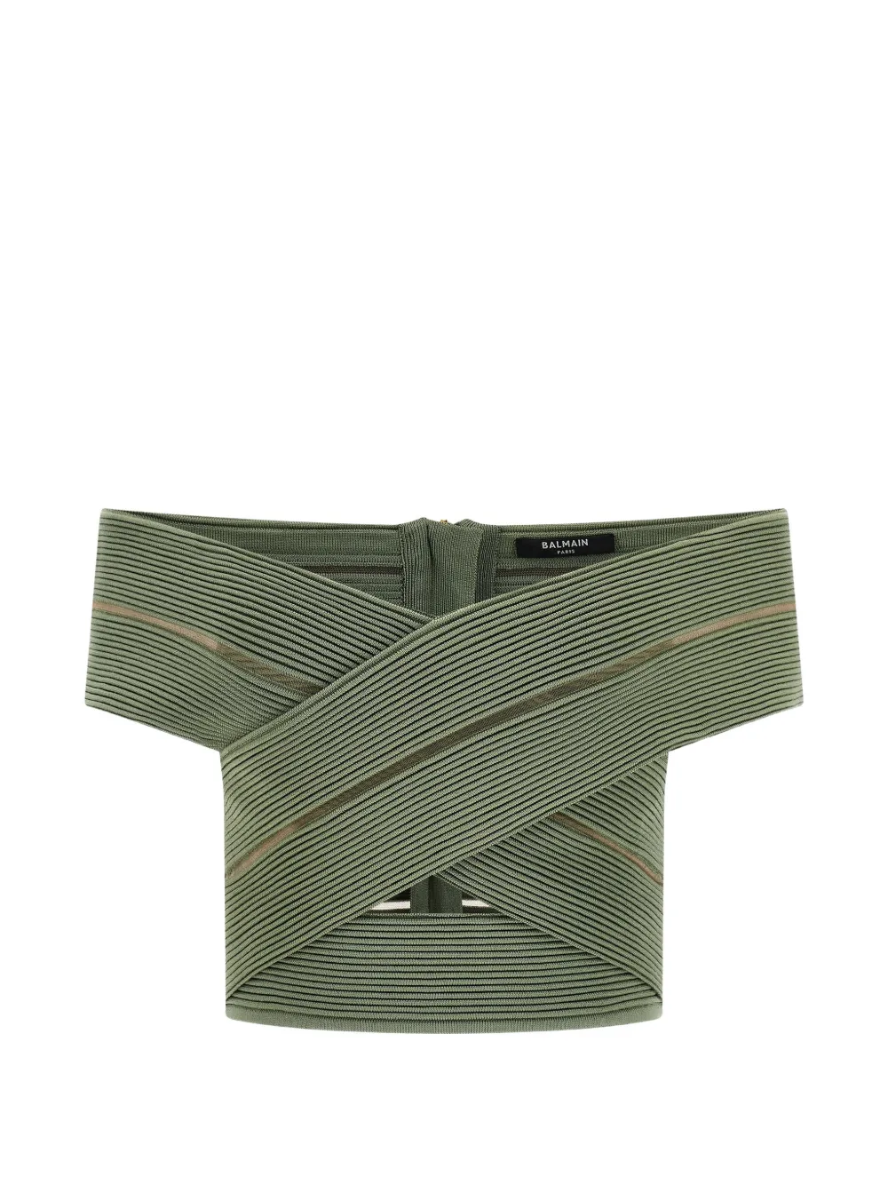 Balmain off-the-shoulder zip-fastening top - Verde