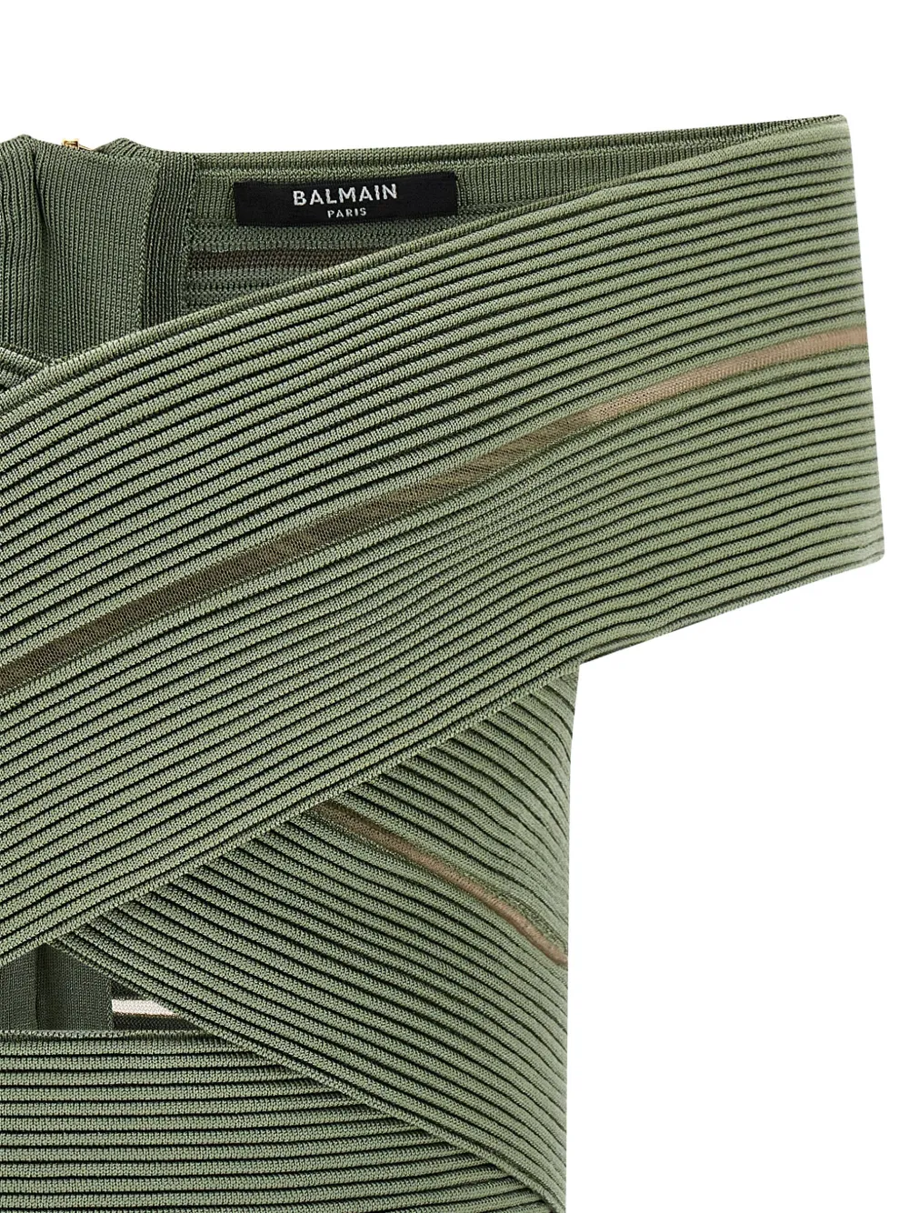  Balmain Off-the-shoulder Zip-fastening Top - Green 
